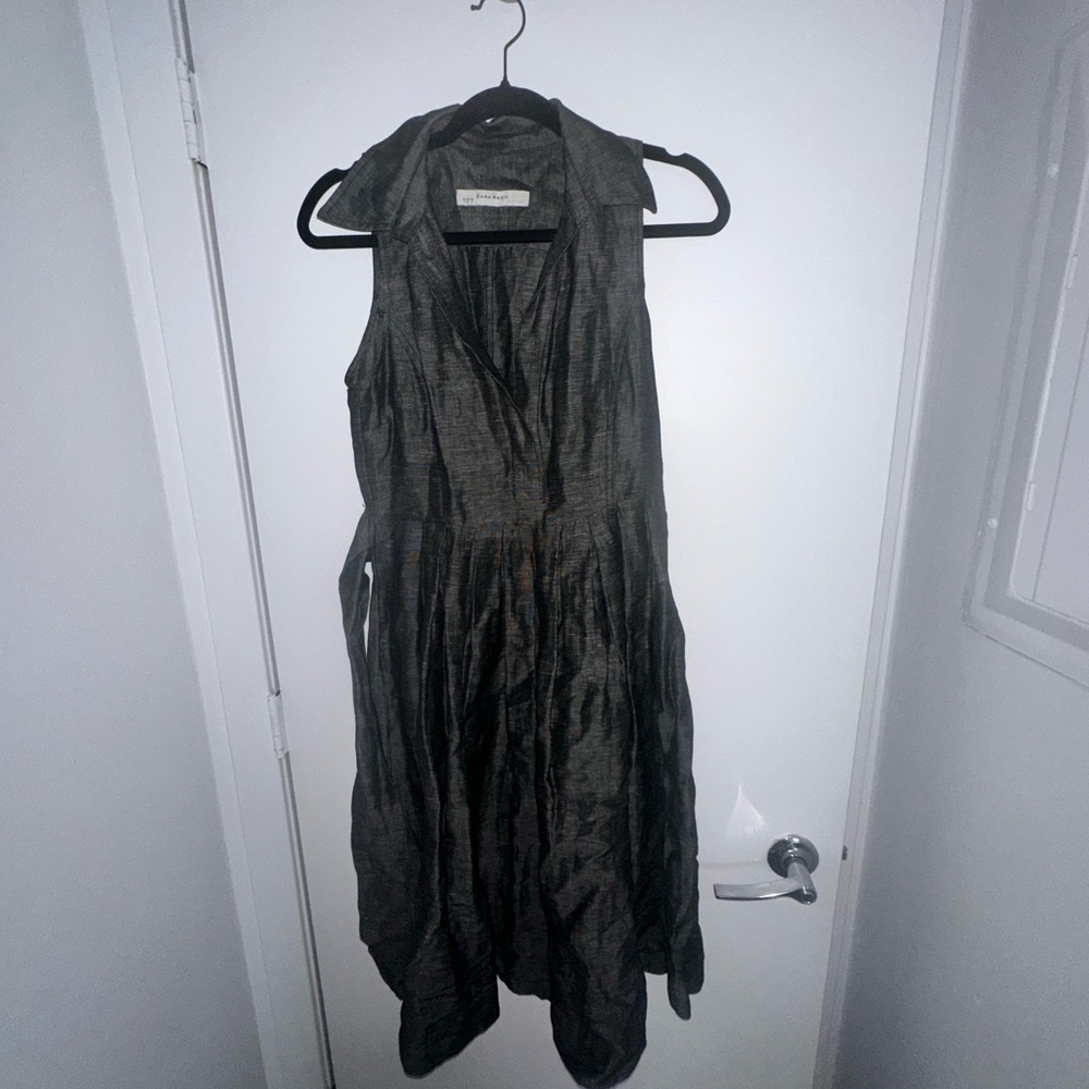 Zara Sleeveless Midi Dress in Charcoal Gray